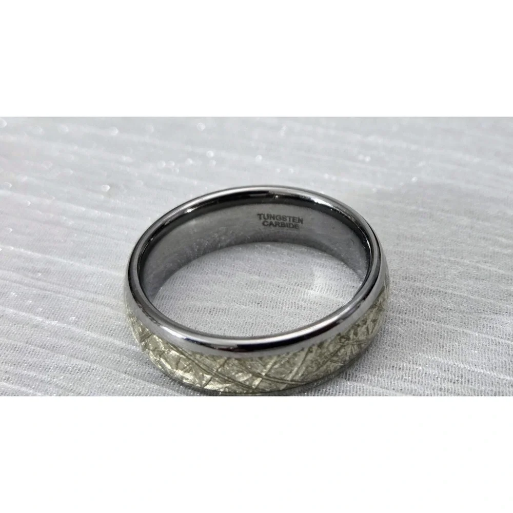 Meteorite Ring Engagement Wedding Tungsten Carbide Men's Band‎ Size 13.75